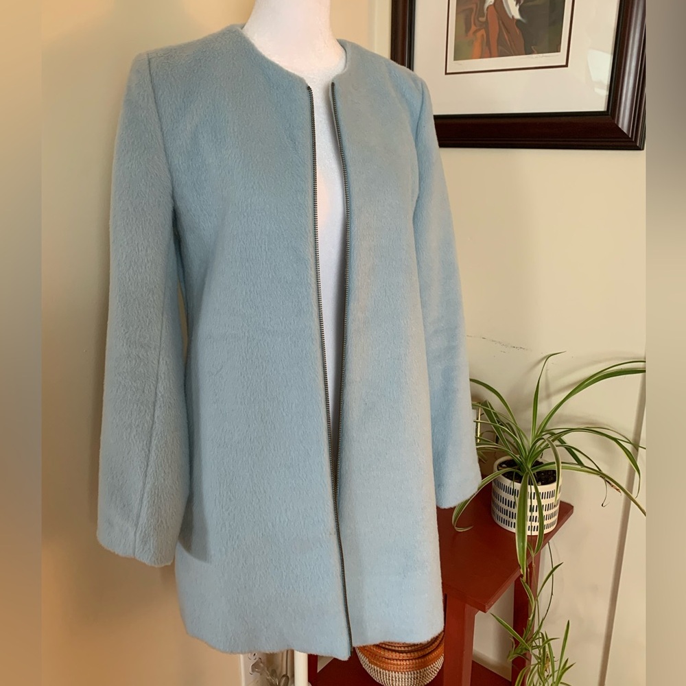 Tulle Anthropology Baby Blue Faux Fur Coat Size Small
